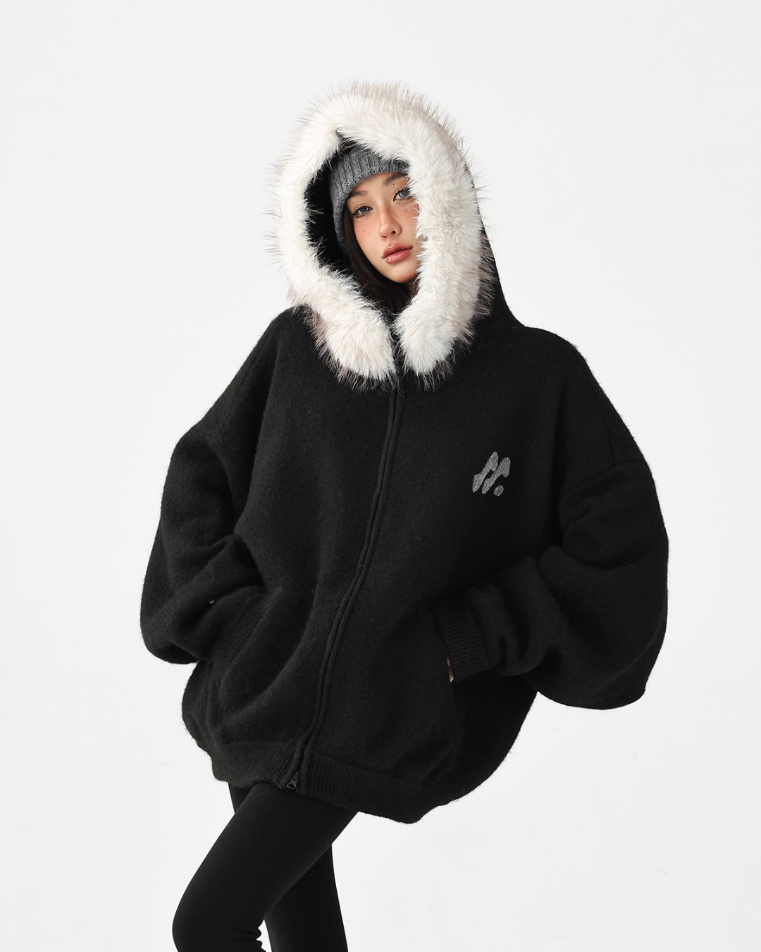 Fur Hood Knit Hoodie ACS0344