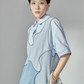 French Blue Patchwork Shirt Dress LLA0114