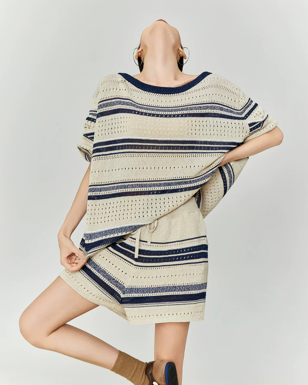 Openwork Knit Summer Top / Short Pants FER0355