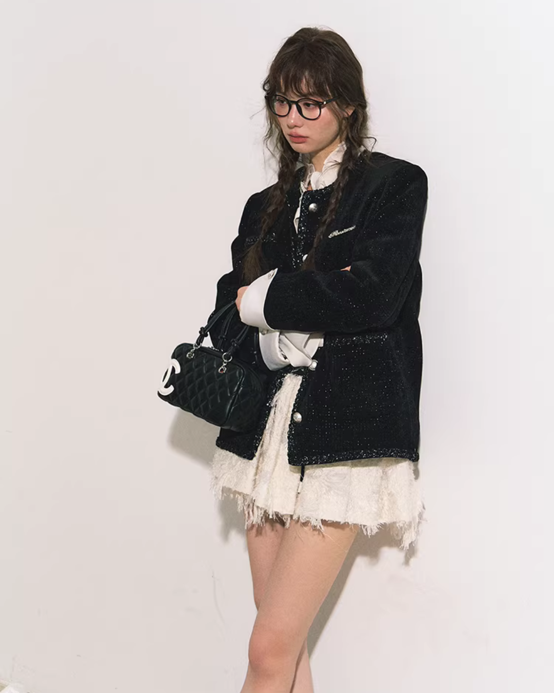 Silver Button Tweed Jacket RCR0011