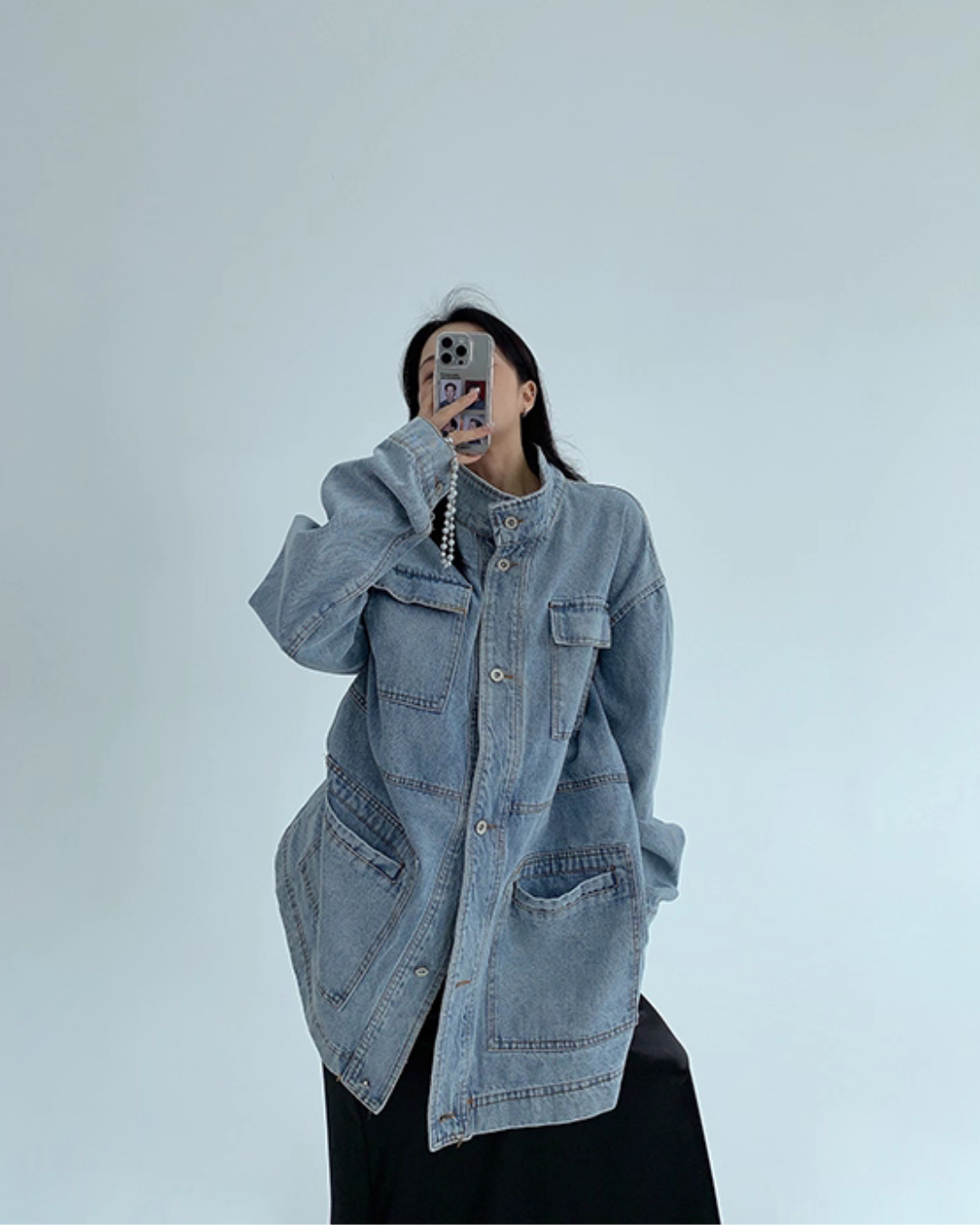 Stand Collar Loose Denim Jacket YLS0980