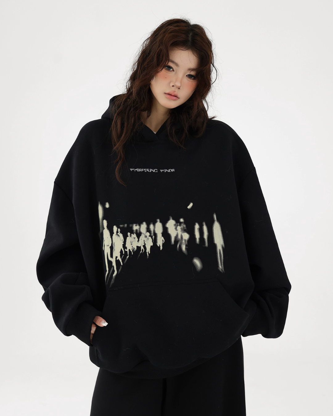 Blurry Figure Print Hoodie ACS0304
