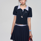 Checked Collar Half Button Top ASG0042