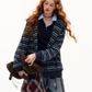 Striped Cat Ear Hoodie / Layered-Style Design Shirt ASG0076