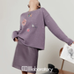 Embroidered Sequin Knit Top / Purple Mini Skirt LLA0620
