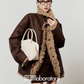 Faux Mouton Coat/Leopard Print Mini Skirt LLA0557