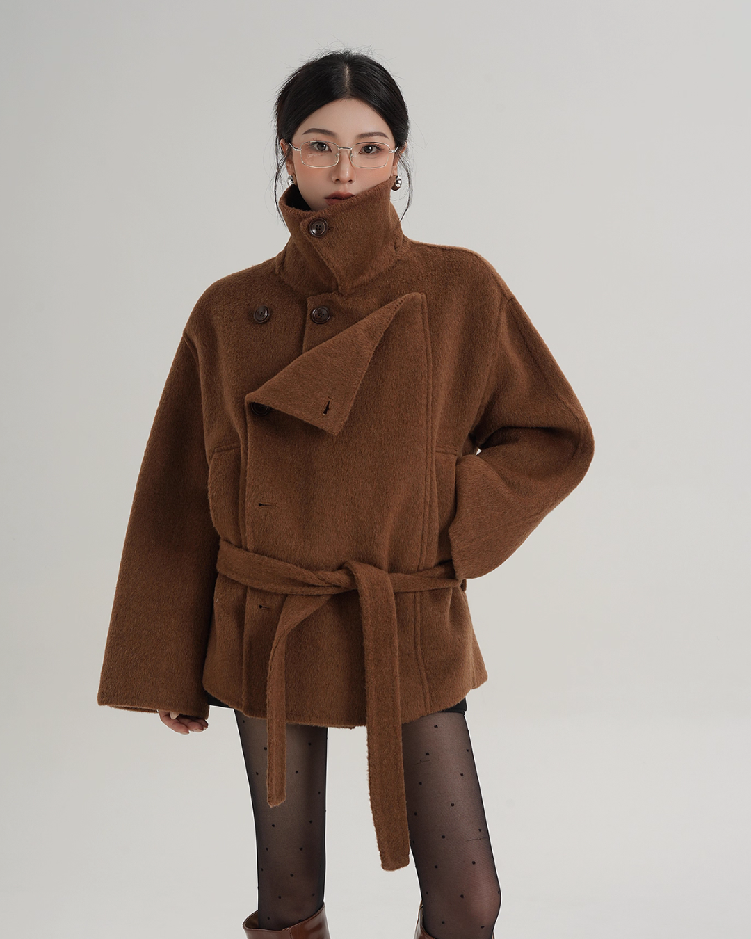 Stand Collar Wool Trench Coat SRS0376