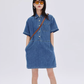 Polo Collar Denim Shirt Dress SHN0035