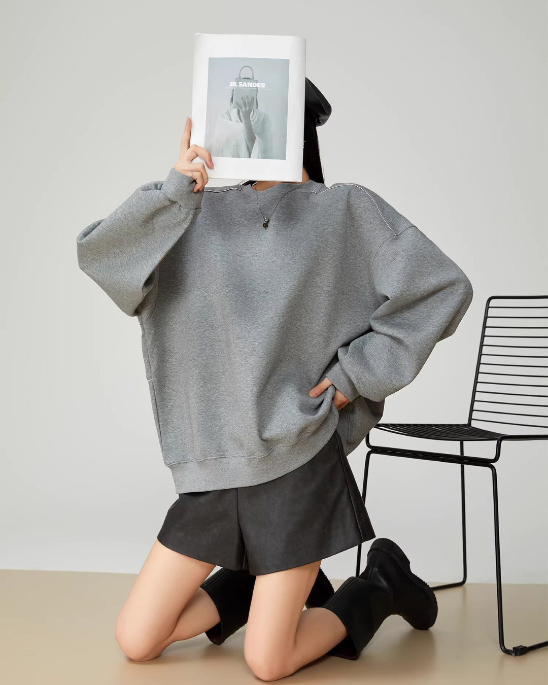 Back Print Crew Neck Pullover Top FER0054