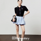 Black Knit Top / Balloon Mini Skirt LLA0495
