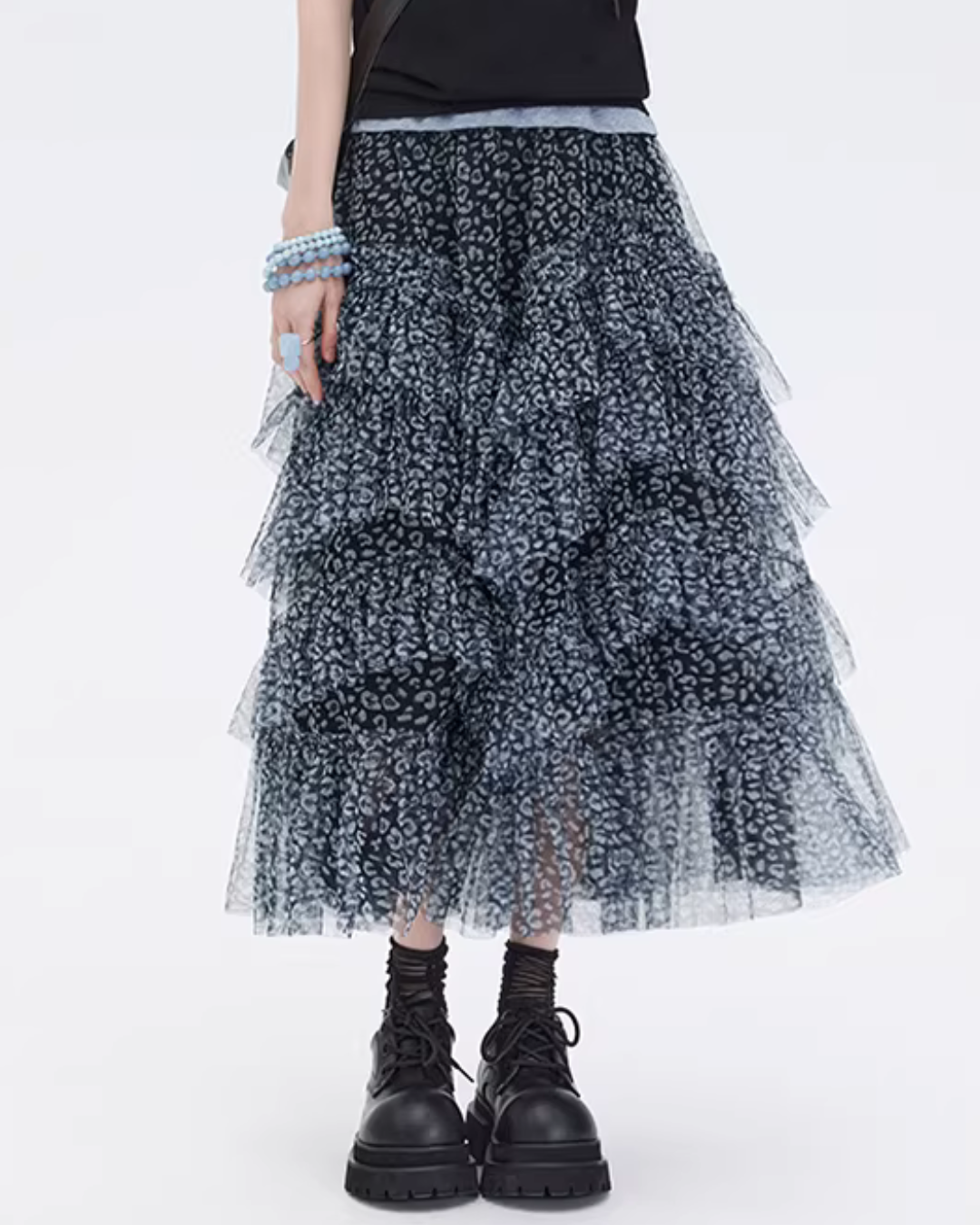 Mesh Cake Long Skirt SHN0036