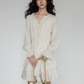 Round Neck Linen Long Sleeve Dress VAS0152