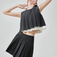 Cropped Striped Sleeveless / Box Pleat Skirt FER0315