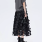 Patch Embroidered Flared Mesh Skirt SHN0003