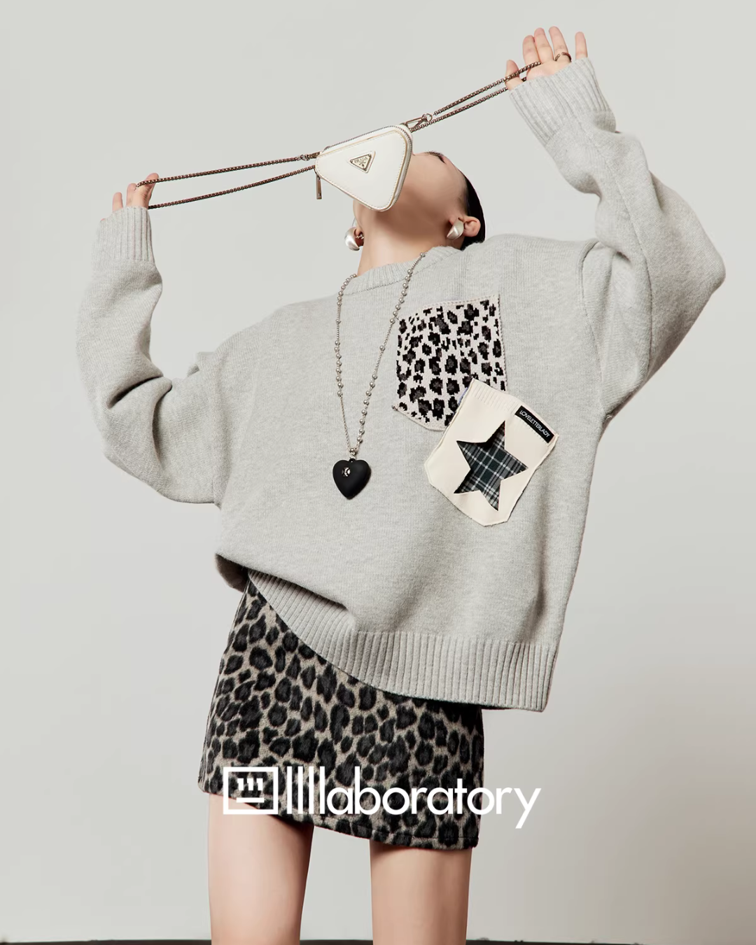 Leopard Round Neck Knit / Leopard Mini Skirt LLA0588