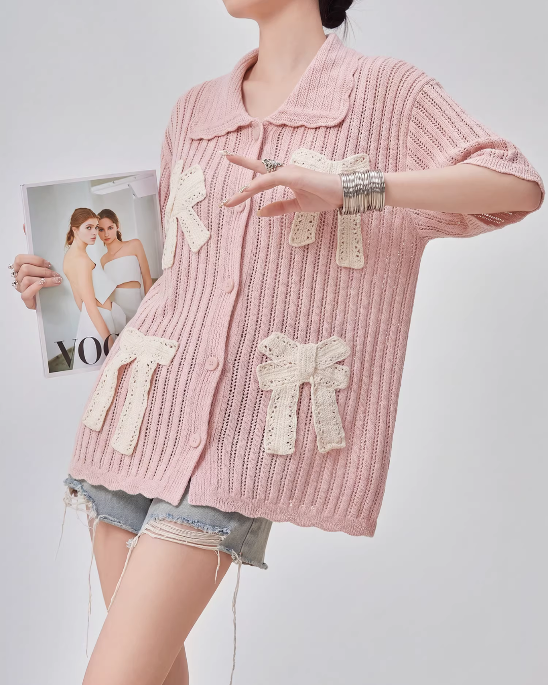 Ribbon Motif Knit Top FER0084