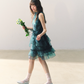Dark Green Chiffon Dress CAS0005