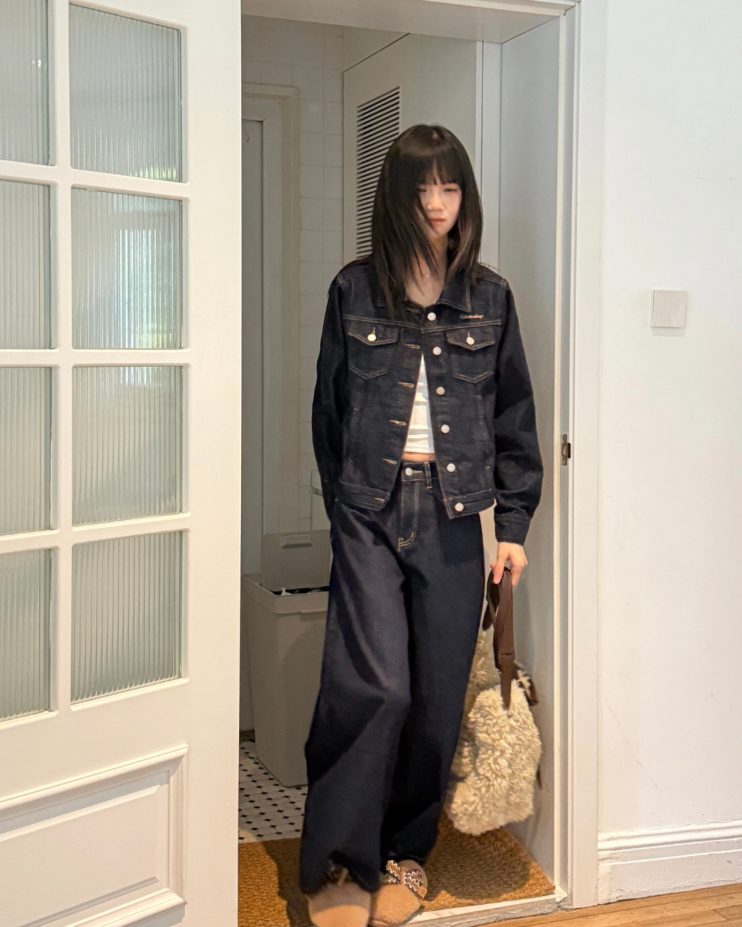 Retro Denim Jacket/Denim Wide Pants/Tiered Skirt ELS0006