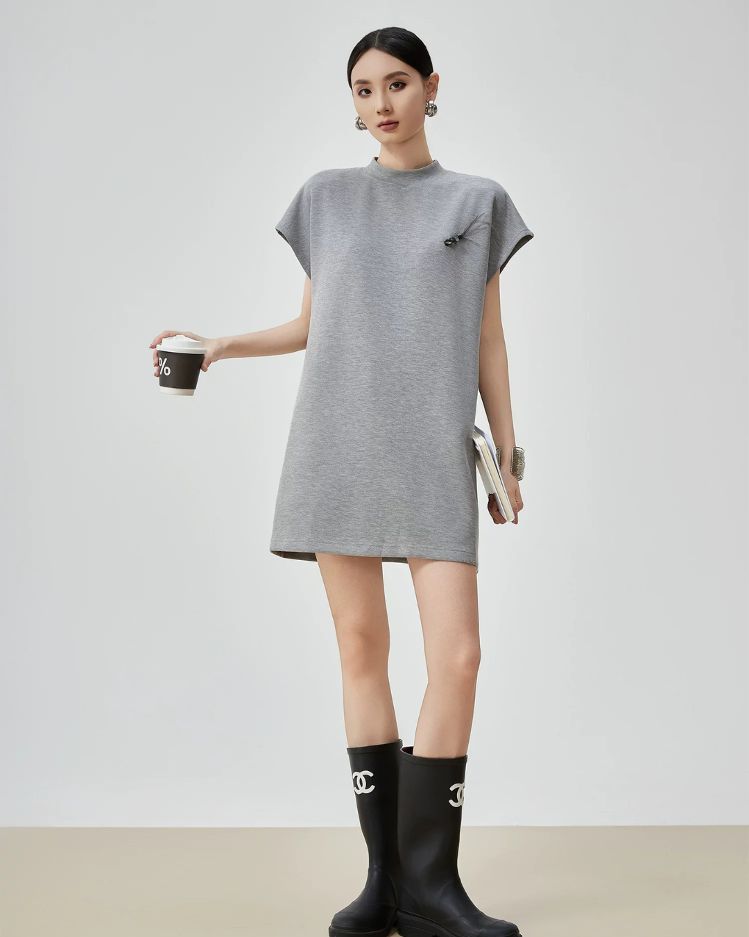 Mock Neck T-Shirt Dress FER0141