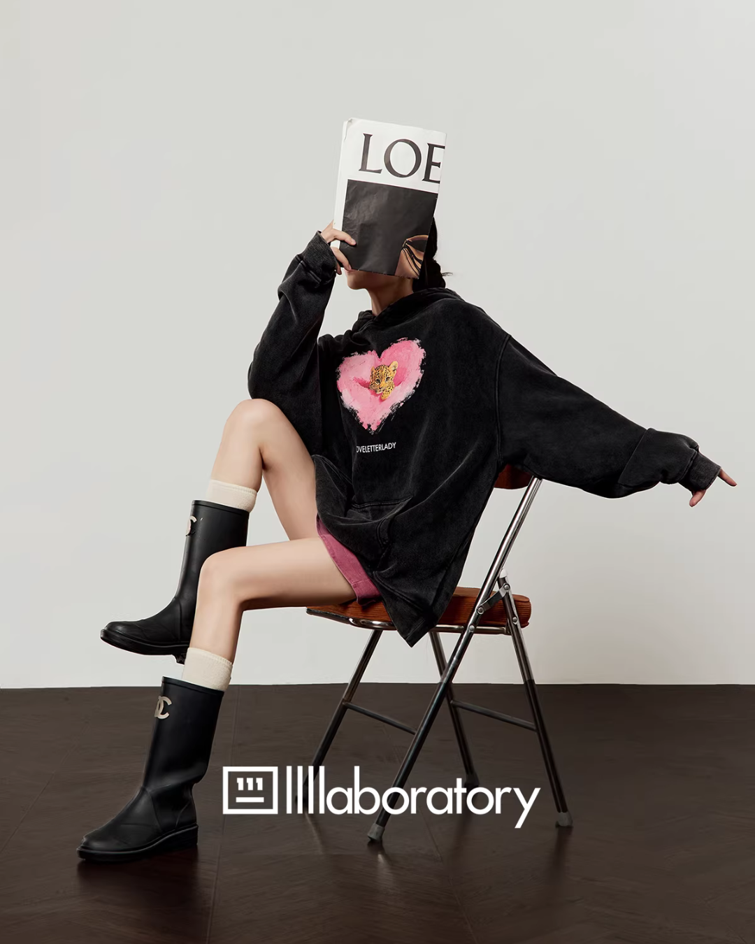 Heart Tiger Retro Hoodie / Pink Mini Skirt LLA0594