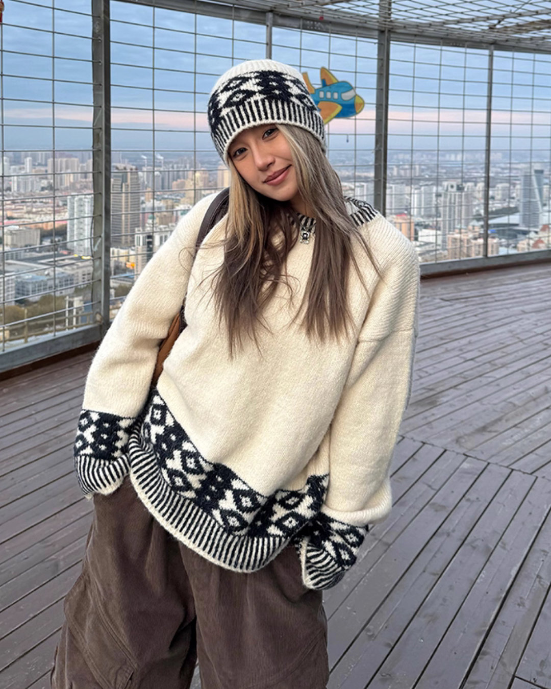 Crew Neck Jacquard Knit CYE0059