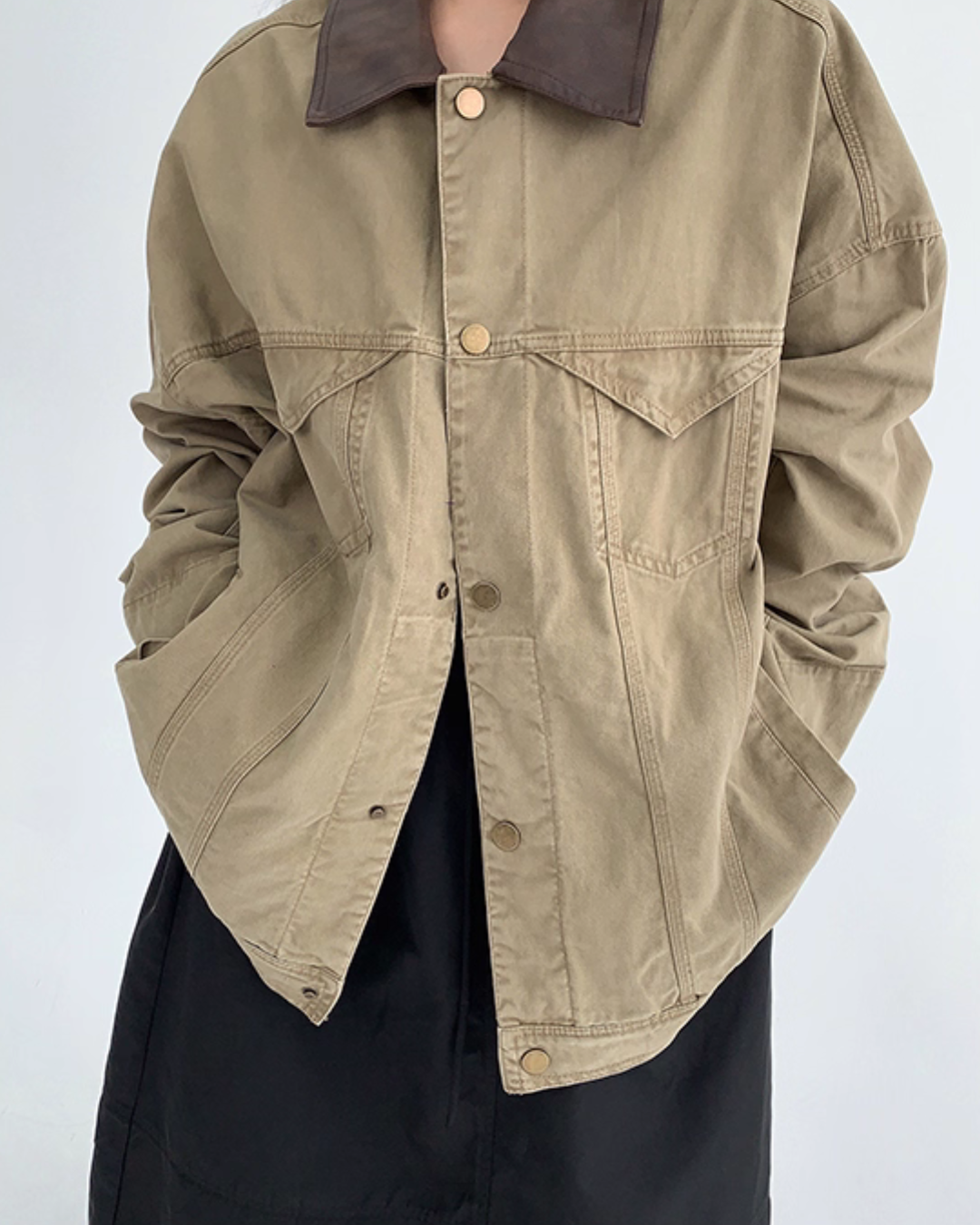 Leather Collar Military Jacket YLS0914