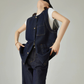 Collarless Denim Vest / Denim Wide Pants FER0144