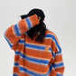 Border Shaggy Knit Tops YLS0713