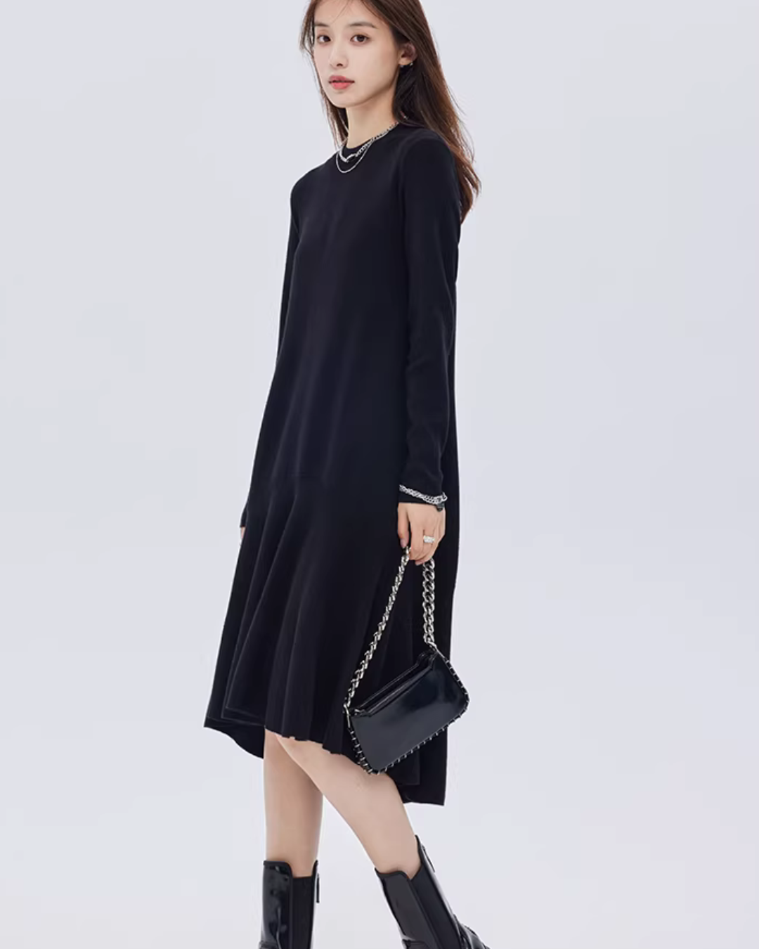 Flare Design Long-Sleeve Dress SHN0057