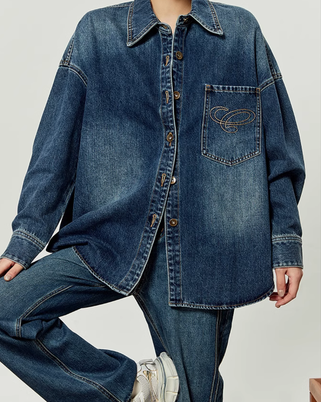 Retro Washed Denim Jacket / Straight Denim Pants LLA0017