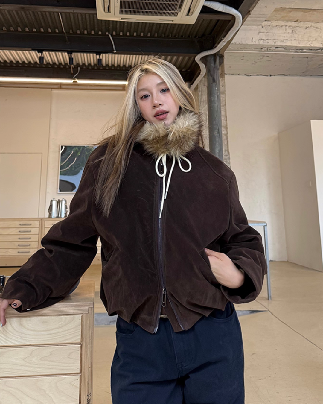 Fur Collar Suede Jacket CYE0032