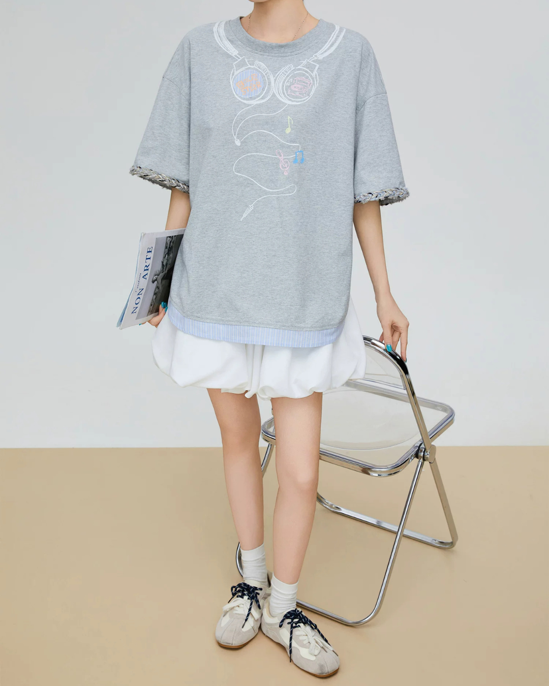 Headphone Print Short-Sleeve T-Shirt FER0168