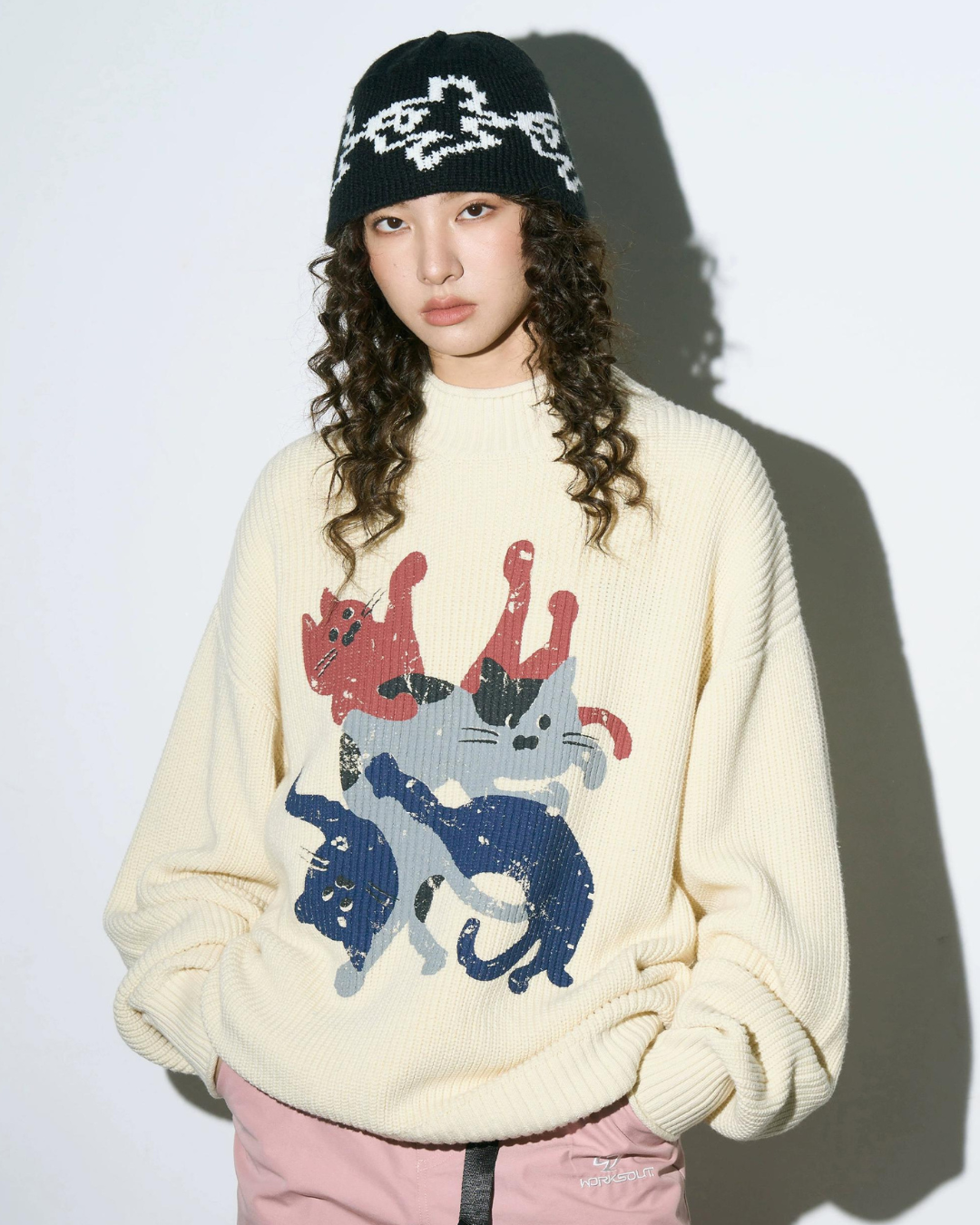 Cat Design Mock Neck Knit WSO0012