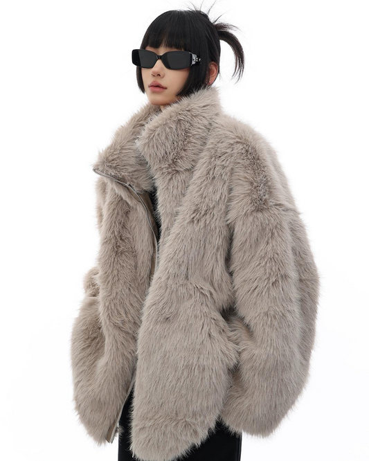 Volume No Color Faux Fur Coat ACS0019