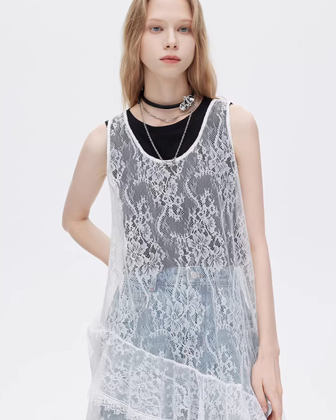 Asymmetric Lace Patchwork Dress SHN0033