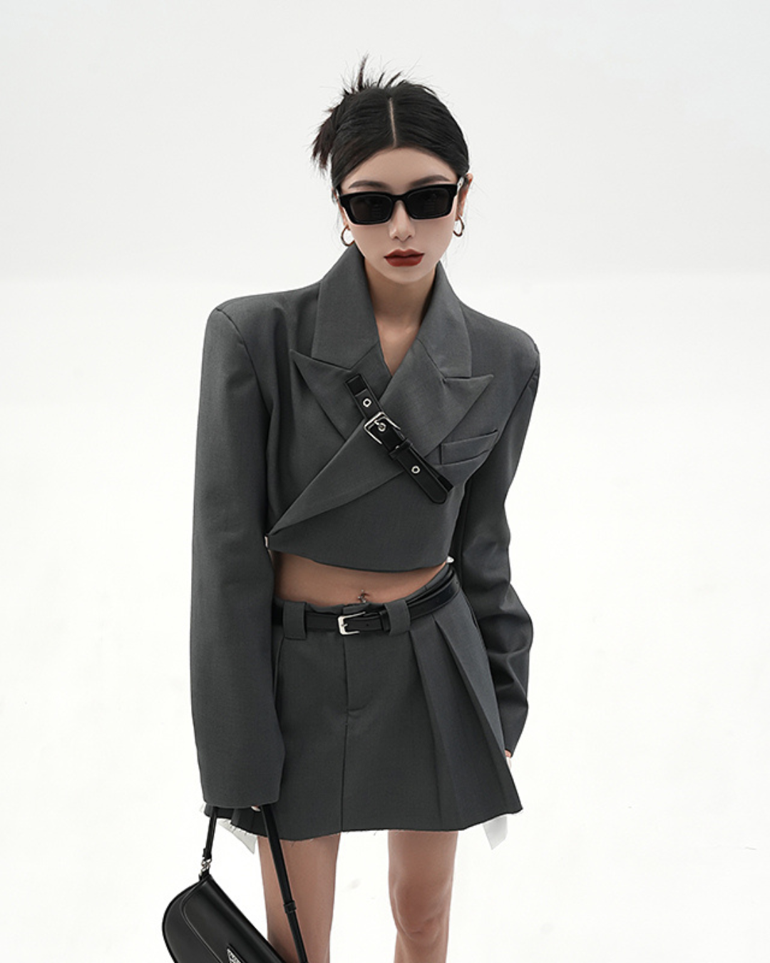 Cropped Belt Jacket & Pleated Skirt SRS0024