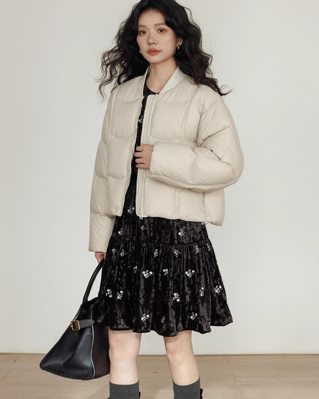 Crew Neck Short Puff Jacket VAS0176