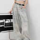 News Paper Print Wide Pants KNH0005