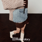 Color Block Denim Patchwork Top / Knit Mini Skirt LLA0578