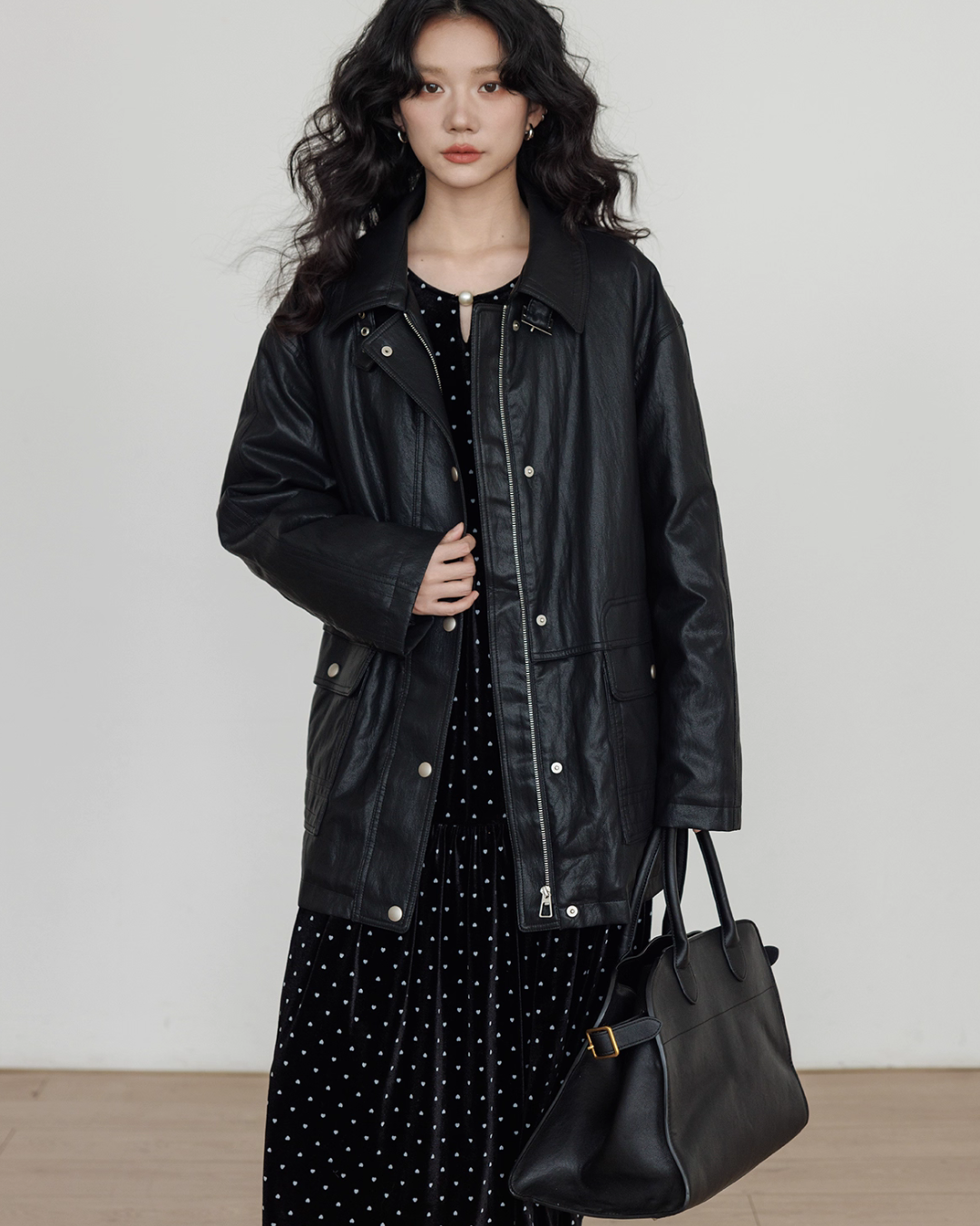 Lapel Leather Jacket VAS0174