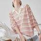 Sheer Border Pattern Polo Sweater FER0351