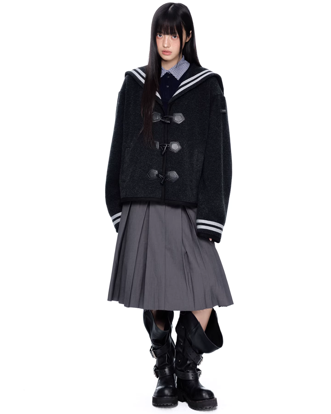 Sailor Collar Duffle Coat EZK0096