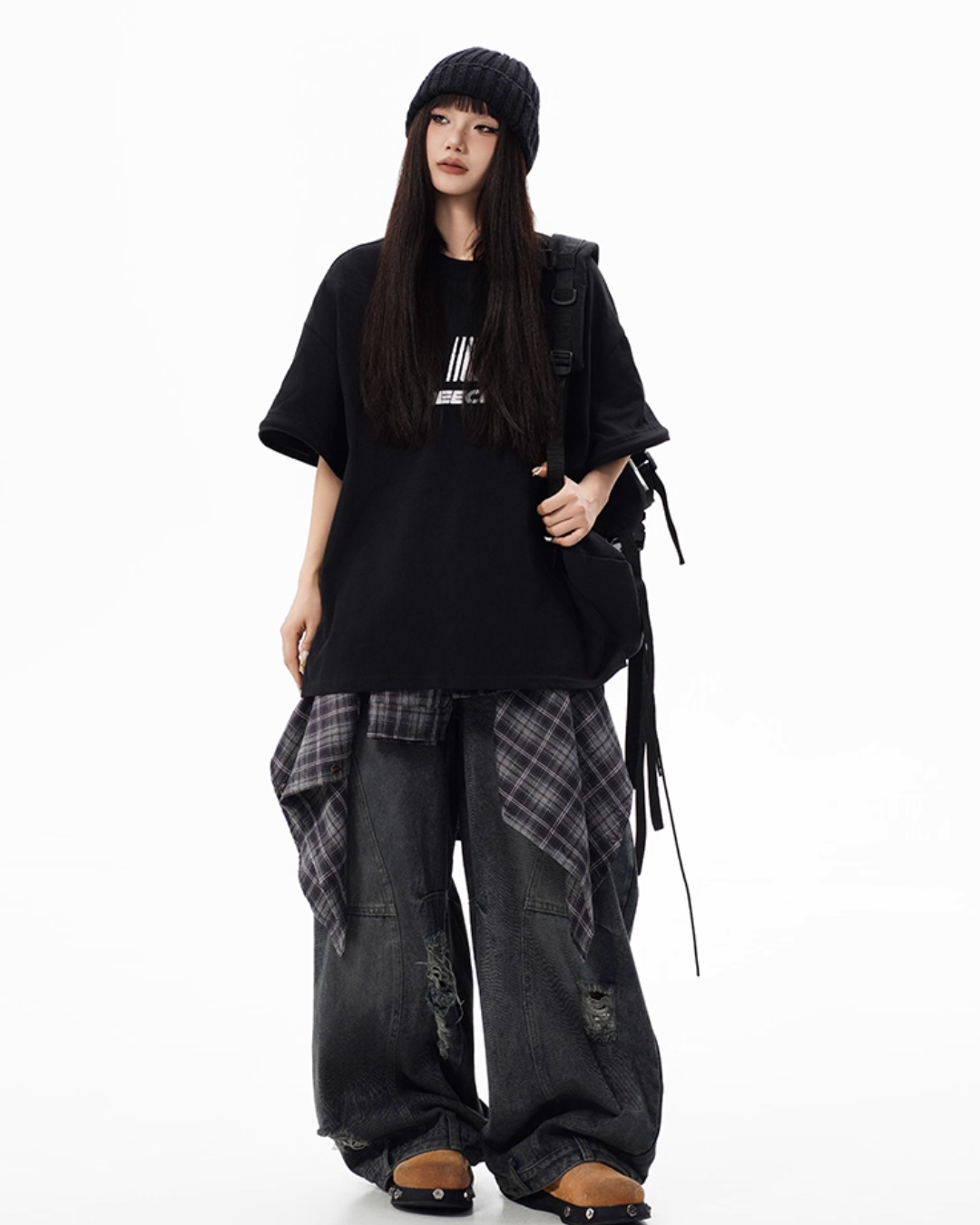 Vintage Washed Loose Wide Jeans FEC0001