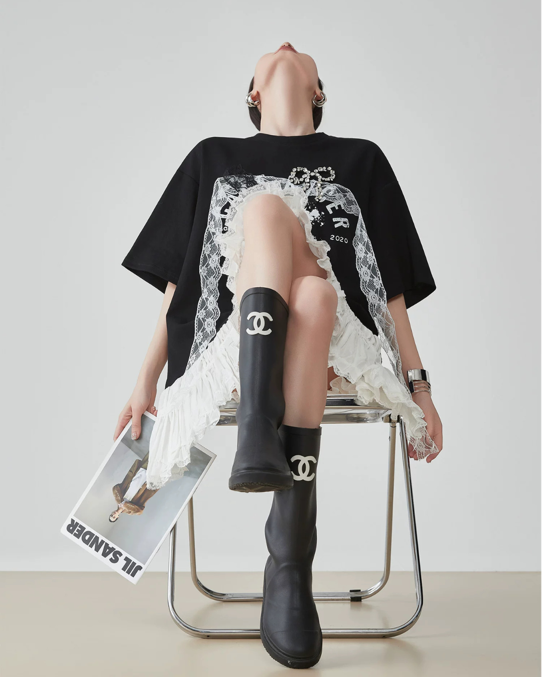 Lace Docking T-Shirt Dress FER0188
