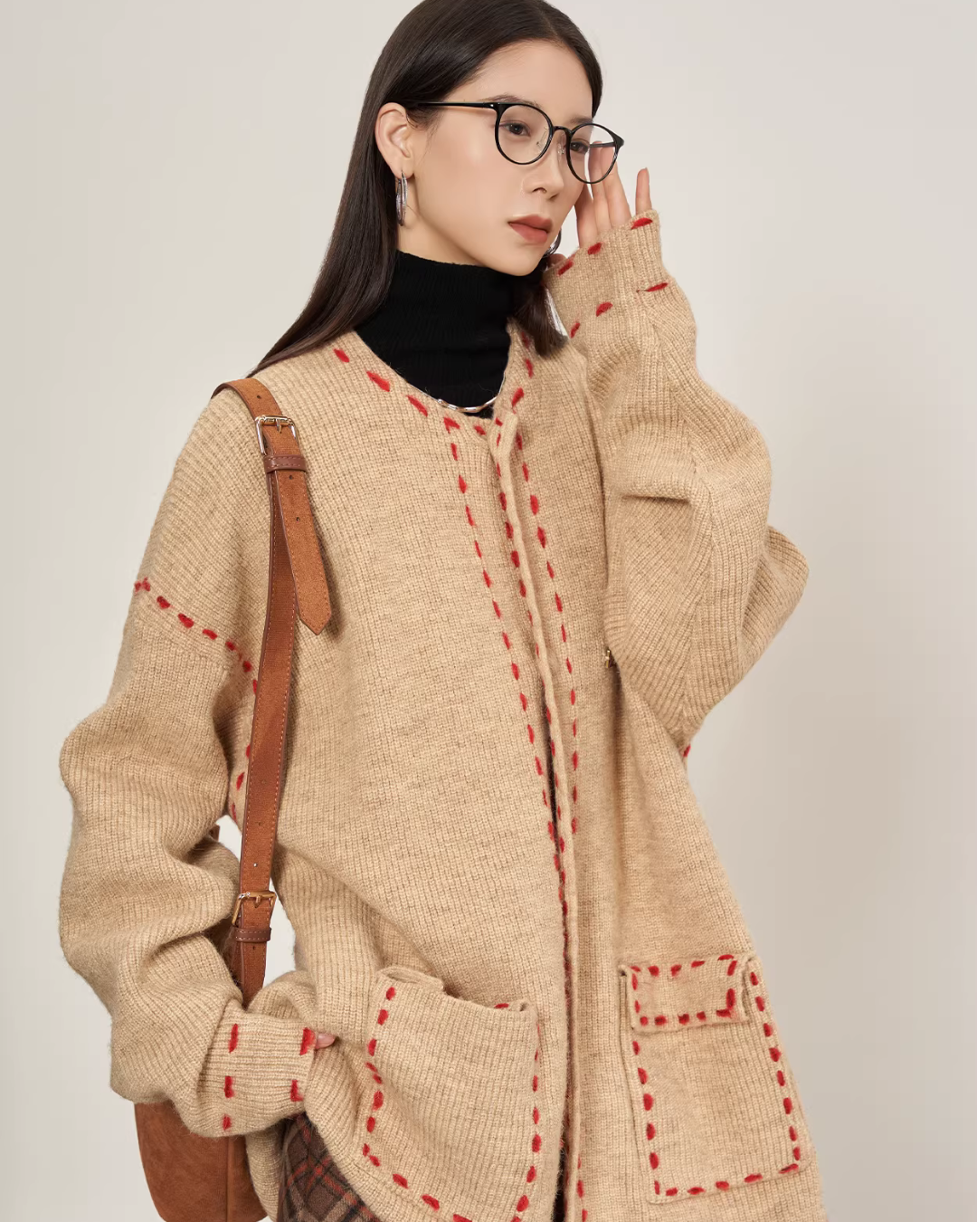 Stitched Embroidery Knit Cardigan SUY0034