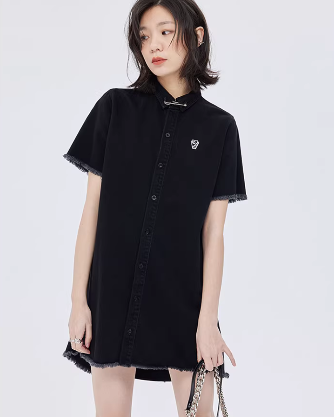 Polo Collar Embroidered Shirt Dress SHN0005