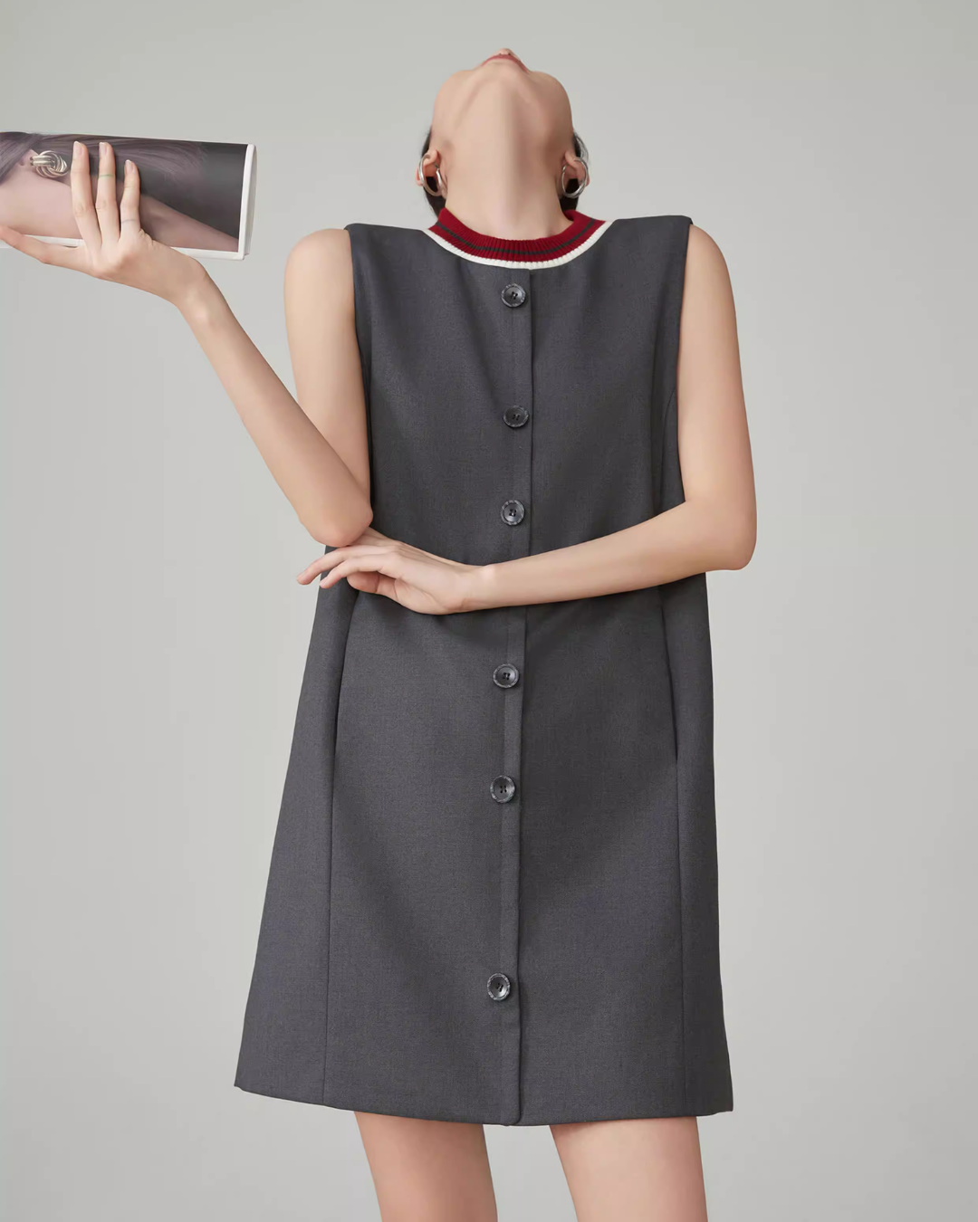 Collar Sleeveless Mid-Length Dress FER0083