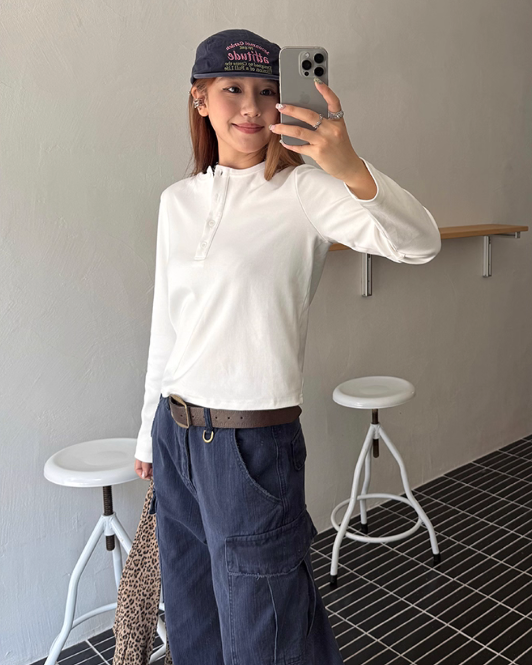 Half-Button Long Sleeve Top CYE0022