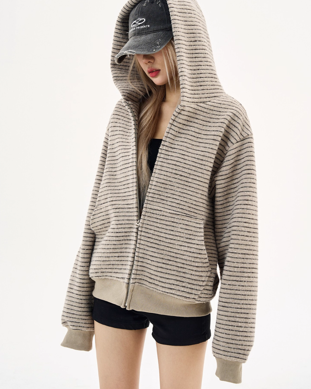 Thin Striped Zip-Up Hoodie MAD0005