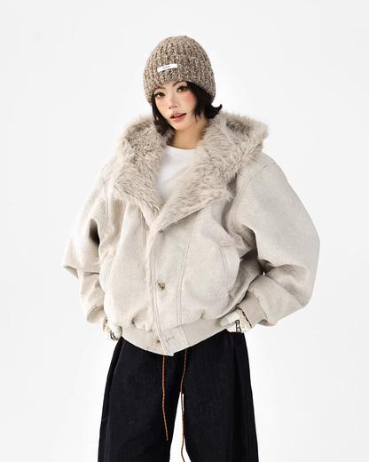 Fur Collar Patchwork Jacket ACS0348
